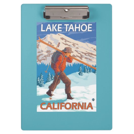 Skier Carrying Snow Skis - Lake Tahoe, Californi Klembord (Voorkant)