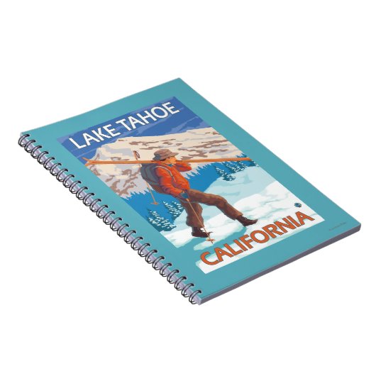 Skier Carrying Snow Skis - Lake Tahoe, Californi Notitieboek (Rechterzijde)