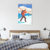 Skier Carrying Snow Skis - Montana Canvas Afdruk (Insitu (Slaapkamer))