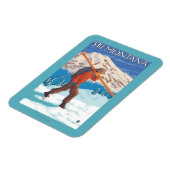 Skier Carrying Snow Skis - Montana Magneet (Linkerzijde)