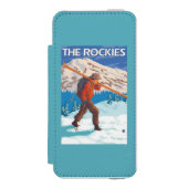 Skier Carrying Snow Skis - The Rockies Incipio iPhone Portemonnee Hoesje (Voorkant Agenda)