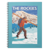 Skier Carrying Snow Skis - The Rockies Notitieboek (Voorkant)