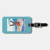 Skier Carrying Snow Skis - Washington Bagagelabel (Voorkant horizontaal)