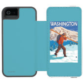 Skier Carrying Snow Skis - Washington Incipio iPhone Portemonnee Hoesje (Agenda Open)