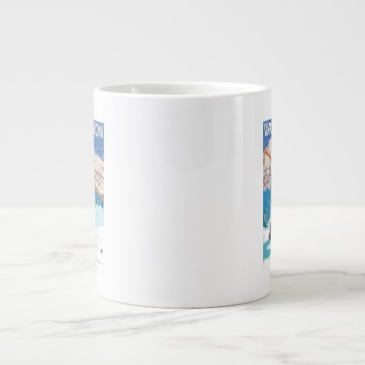 Skier Carrying Snow Skis - Washington Jumbo Mok (Voorkant)