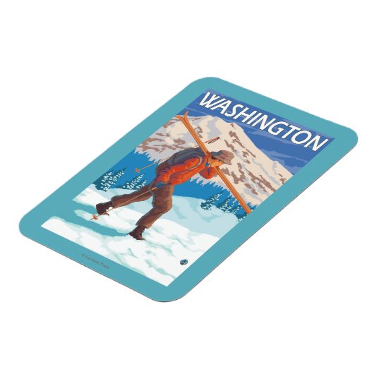 Skier Carrying Snow Skis - Washington Magneet (Linkerzijde)