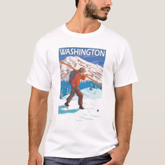Skier Carrying Snow Skis - Washington T-shirt (Voorkant)