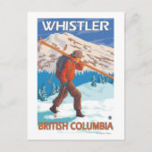 Skier Carrying Snow Skis - Whistler, BC Canada Briefkaart (Voorkant)