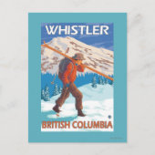 Skier Carrying Snow Skis - Whistler, BC Canada Briefkaart (Voorkant)