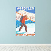 Skier Carrying Snow Skis - Whistler, BC Canada Canvas Afdruk (Insitu (Houten vloer))