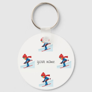 Skier Emoji en '' Jouw naam here " Sleutelhanger
