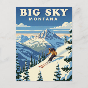 Skiër in Big Sky Montana Reizen Briefkaart