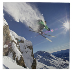 Skier in Midair Tegeltje
