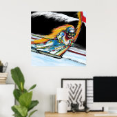 SKIËR KUNST POSTER (Thuiskantoor)
