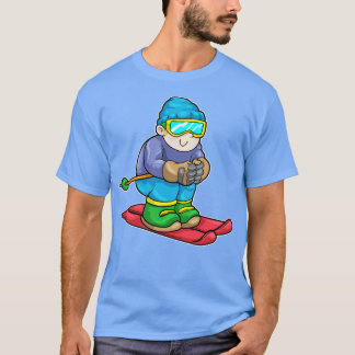Skiër met ski's skistok t-shirt
