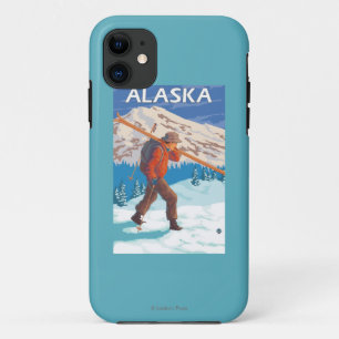 Skiër met sneeuwski's - Vintage Reis 3 iPhone 11 Hoesje