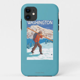 Skiër met sneeuwski's - Washington iPhone 11 Hoesje