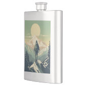 Skiër op de top van de berg flacon (Links)