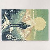 Skiër op de top van de berg legpuzzel (Horizontaal)