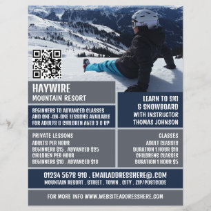Skier Portrait, Ski/Snowboarding Lessen/klassen Flyer