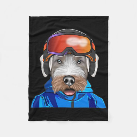 Skier Sealyham Terrier Snowboarding Pocket Fleece Deken (Voorkant)