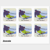 Skier Silhouette Vierkante Sticker (Vel)