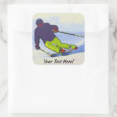Skier Silhouette Vierkante Sticker (Tas)