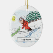 Skiër, Sneeuw - Mannelijk Keramisch Ornament (Rechts)