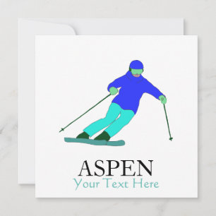 Skiër Sneeuw Skien Ski Feest Aspen Aangepaste Teks Kaart