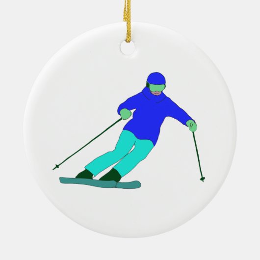 Skier Snow Skiing Keramisch Ornament (Achterkant)