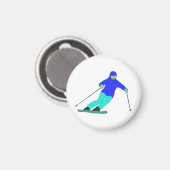Skier Snow Skiing Magneet (Voorkant / Achterkant)