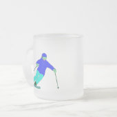 Skier Snow Skiing Matglas Koffiemok (Voorkant links)