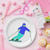 Skier Snow Skiing Papieren Bordje (Feest)