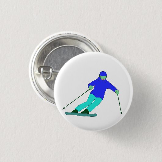 Skier Snow Skiing Ronde Button 3,2 Cm (Voorkant /achterkant)