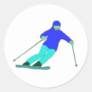 Skier Snow Skiing Ronde Sticker