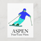 Skier Snow Skiing Ski Party Aspen Custom Text Briefkaart (Voorkant)
