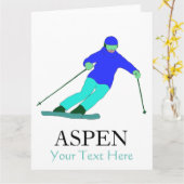 Skier Snow Skiing Ski Party Aspen Custom Text Kaart (Gele Bloem)