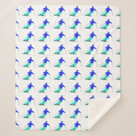 Skier Snow Skiing Winter Vacation Sherpa Deken