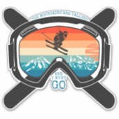 Skier Snowboarder de bergen noemen Sticker (Voorkant)