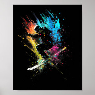 Skiër Spat Kunst Freestyle Skiën Skiën Retro Ski Poster