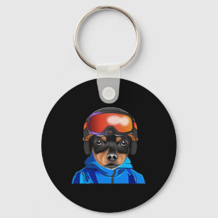 Skier Speelgoed Fox Terrier Snowboarding Pocket Sleutelhanger