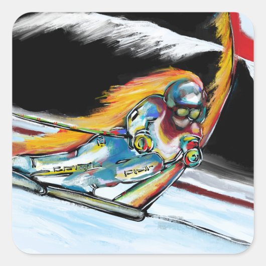 SKIER SQUARE STICKER (Voorkant)