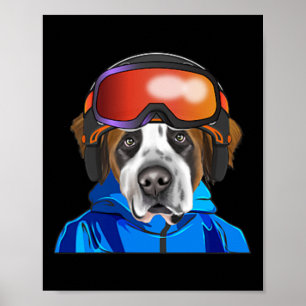 Skiër St. Bernard Snowboarding Pocket Poster