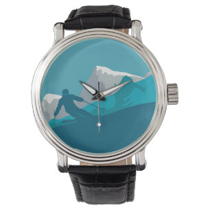 Skiers Alpine Skiing Sport Ski Horloge
