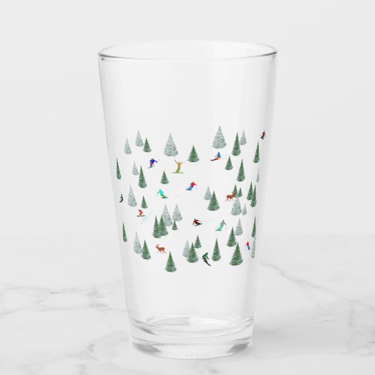 Skiers Downhill Skiing Illustration  Glas (Voorkant)