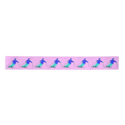 Skiers Downhill Skiing Pastel Pink Lint (Voorkant)
