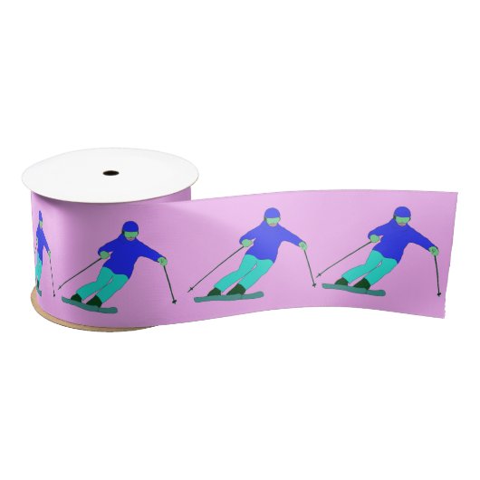 Skiers Downhill Skiing Pastel Pink Lint (Spoel)