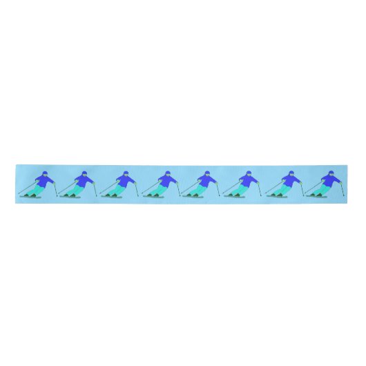 Skiers Downhill Skiing Sky Blue Lint (Voorkant)