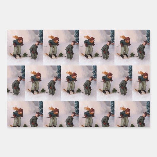 Skiër's inpakpapier blad set (Voorkant 2)