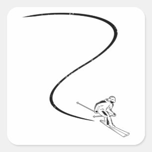 Skiers Ski Skis Skiing Winter Gifts Vierkante Sticker